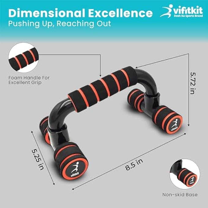 Vifitkit Non-Slip Push-Up Bar Stand, Home Gym Equipment, Push Up Handles With Cushioned Foam Grip And Non-Slip Sturdy Base, Black And Red) - Image 4
