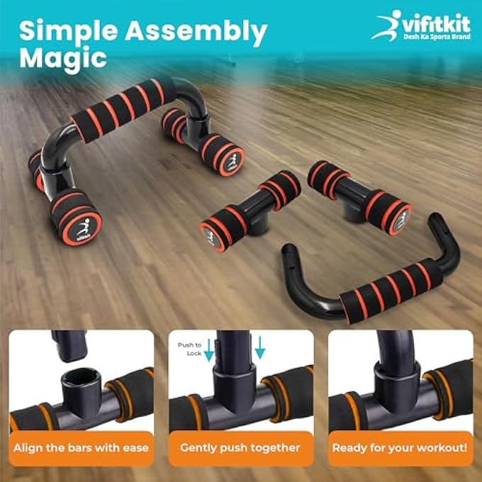 Vifitkit Non-Slip Push-Up Bar Stand, Home Gym Equipment, Push Up Handles With Cushioned Foam Grip And Non-Slip Sturdy Base, Black And Red) - Image 5