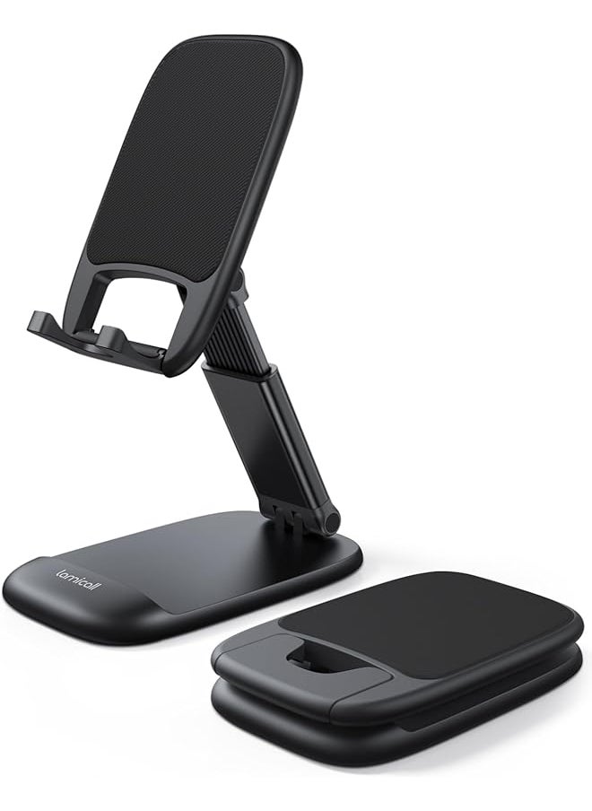 Lamicall - Foldable Phone Stand For Desk Height Adjustable Cell Phone Holder Portable Cellphone Cradle Desktop Dock Compatible With Iphone 16 15 14 13 12 11 Pro Max Mini Xr X 8 7 4 8 Inch Smartphone - Image 1