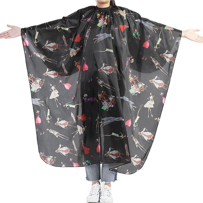 woobles Hair Cutting Cape, Hair Cutting Apron Salon Hairstylist Barber Hairdressers Black with Red Stripes Salon Hair Cut Hairdressing Barbers Hair Cutting Cape For Adult - Image 1