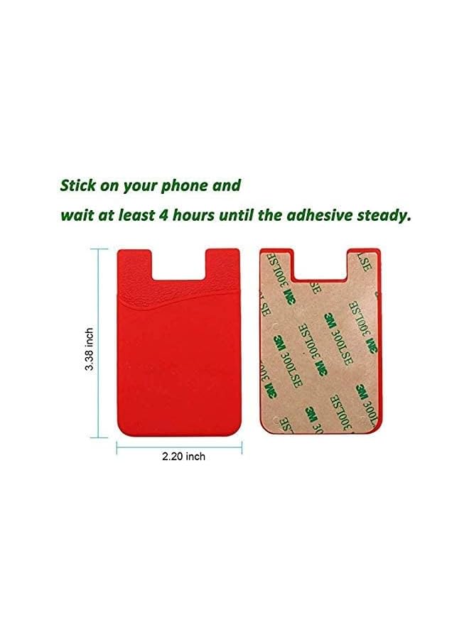 Green Tiger 5-Pack Credit Card Holder for Phone Back, Silicone Adhesive Credit Card Pouch with 3M Stick-on Phone Wallet, Compatible with Apple iPhone Samsung Galaxy Android Cell Phone Table Multi Colors - Image 2