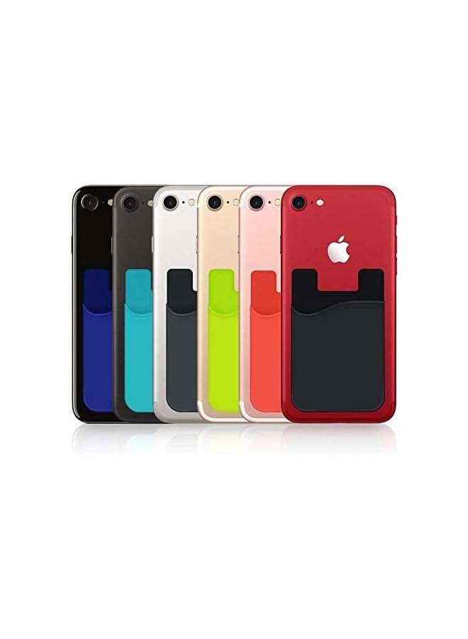 Green Tiger 5-Pack Credit Card Holder for Phone Back, Silicone Adhesive Credit Card Pouch with 3M Stick-on Phone Wallet, Compatible with Apple iPhone Samsung Galaxy Android Cell Phone Table Multi Colors - Image 3