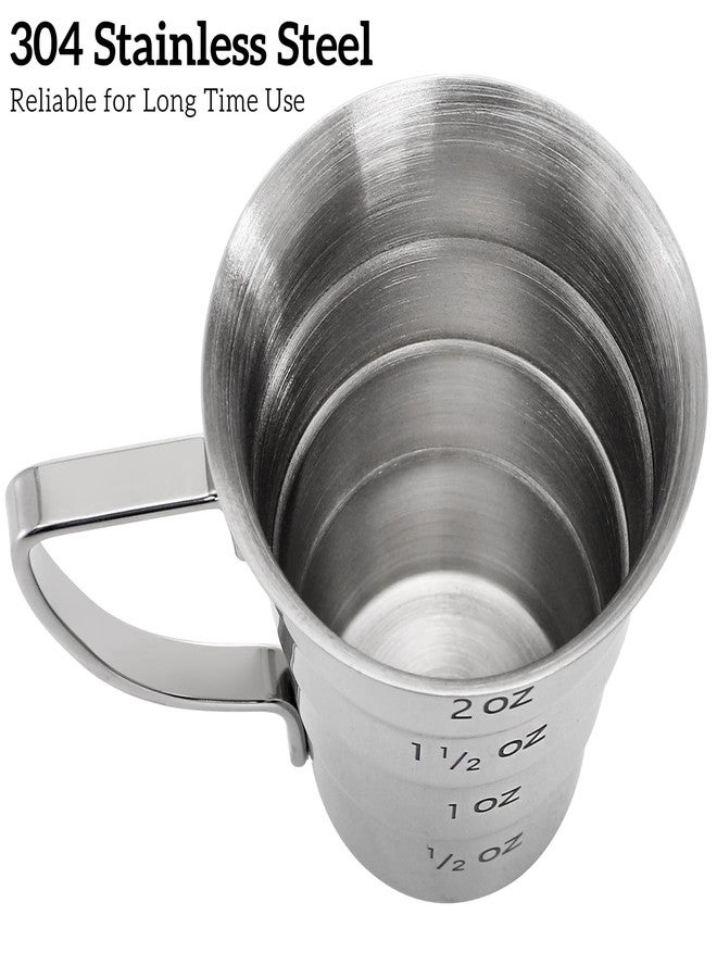ELFULLY 4 Pieces Stepped Jiggers with Handle, 2 oz Cocktail Jigger for Bartending, 304 Stainless Steel Liquor Measuring Cups, Shot Measure Cup for Bar Supplies Restaurant, Dishwasher Safe, Silver - Image 3