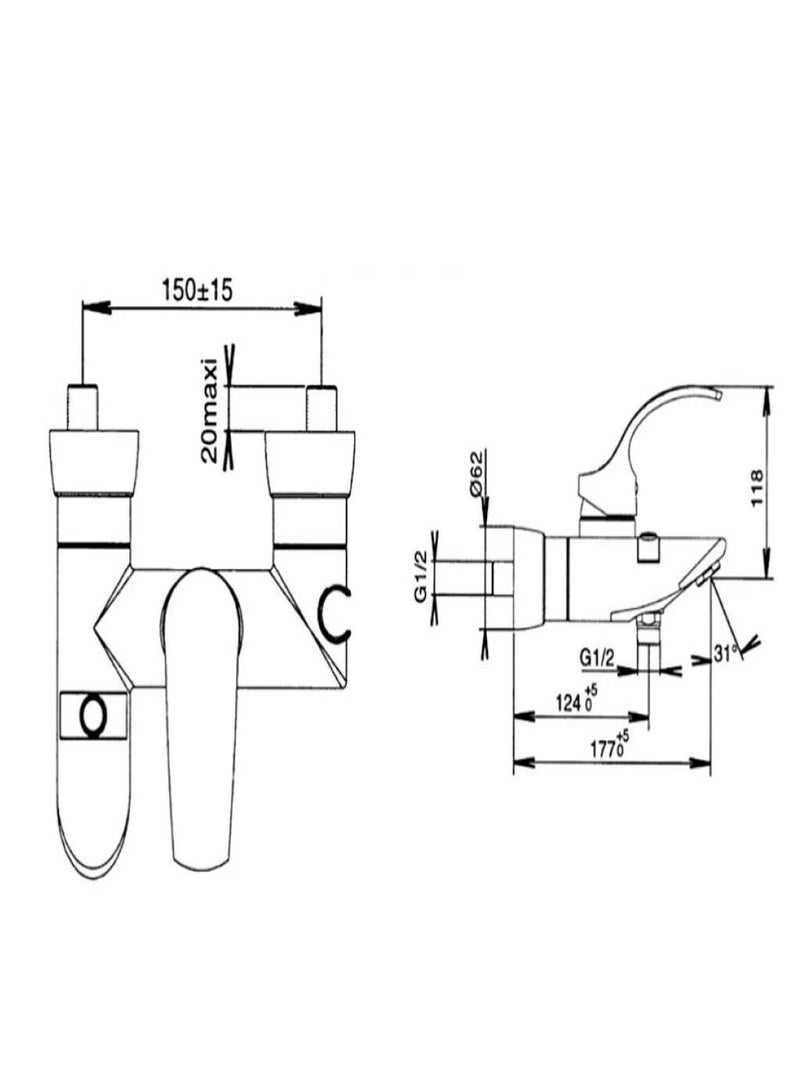 Jacob Delafon Salute Bath Shower Mixer - Image 2