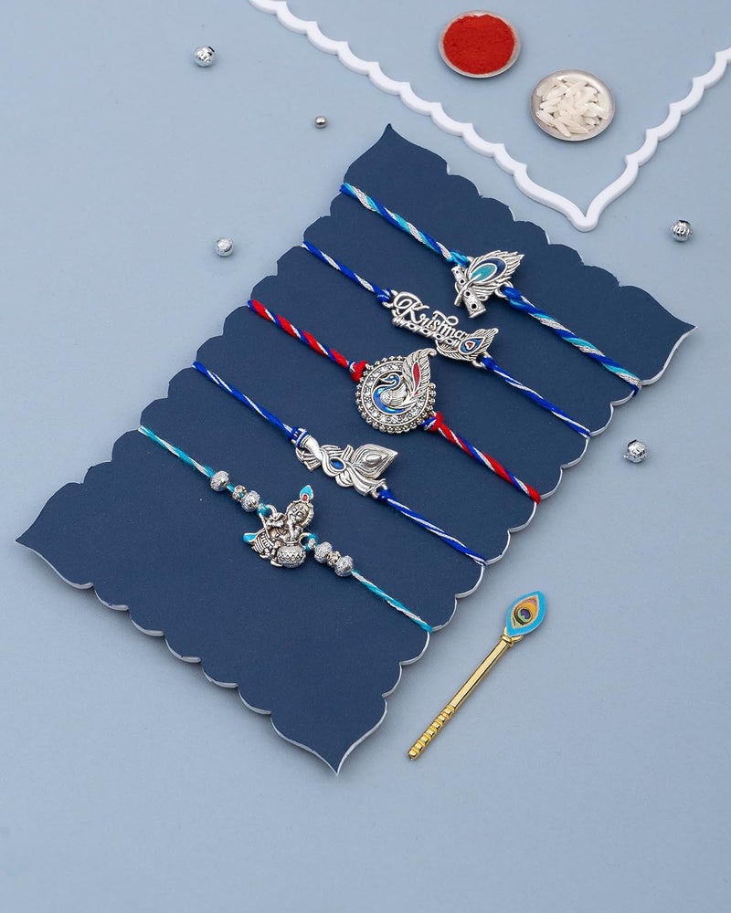 Dore ® Silver Rakhi Bracelet For Brother Silver Rakhis For Rakshabandhan Silver Rakhi Pure Silver Rakhi Single Rakhi For Bhaiya Butterfly Music Node Bhaiya Bhabhi Rakhi Set - Image 2