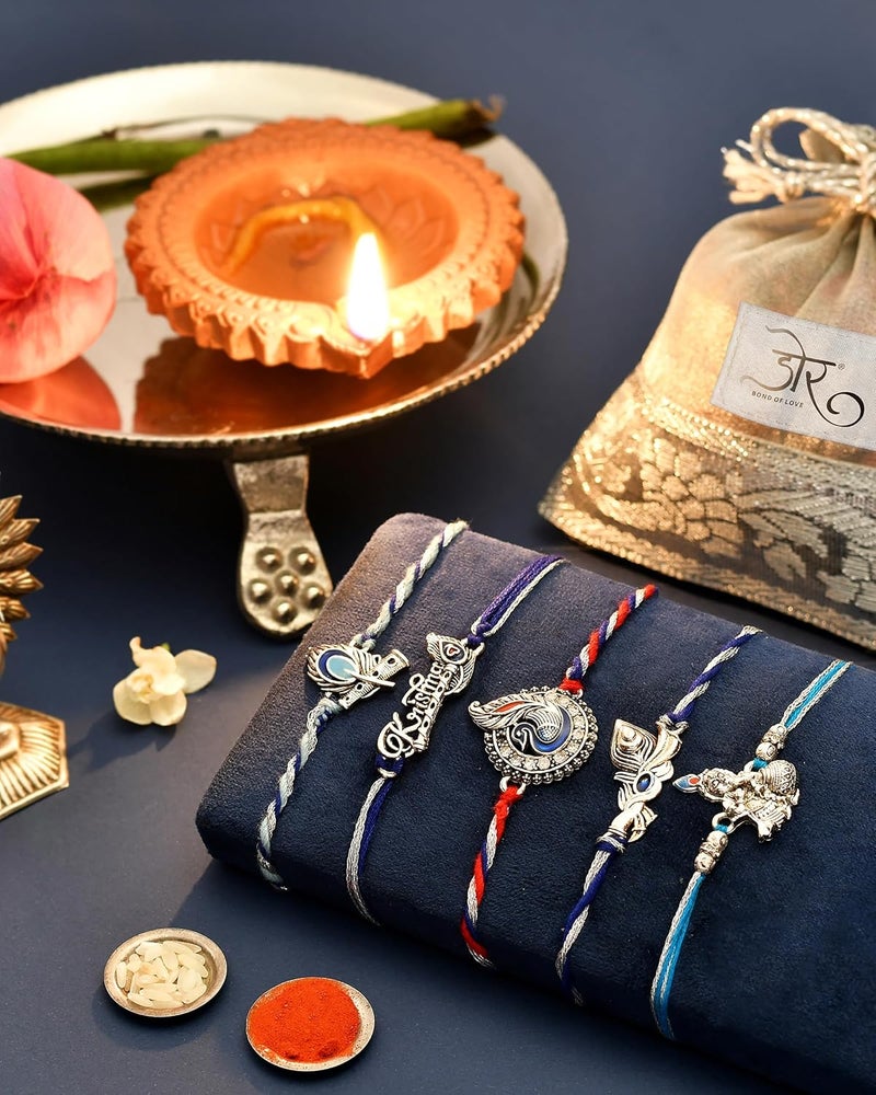 Dore ® Silver Rakhi Bracelet For Brother Silver Rakhis For Rakshabandhan Silver Rakhi Pure Silver Rakhi Single Rakhi For Bhaiya Butterfly Music Node Bhaiya Bhabhi Rakhi Set - Image 4