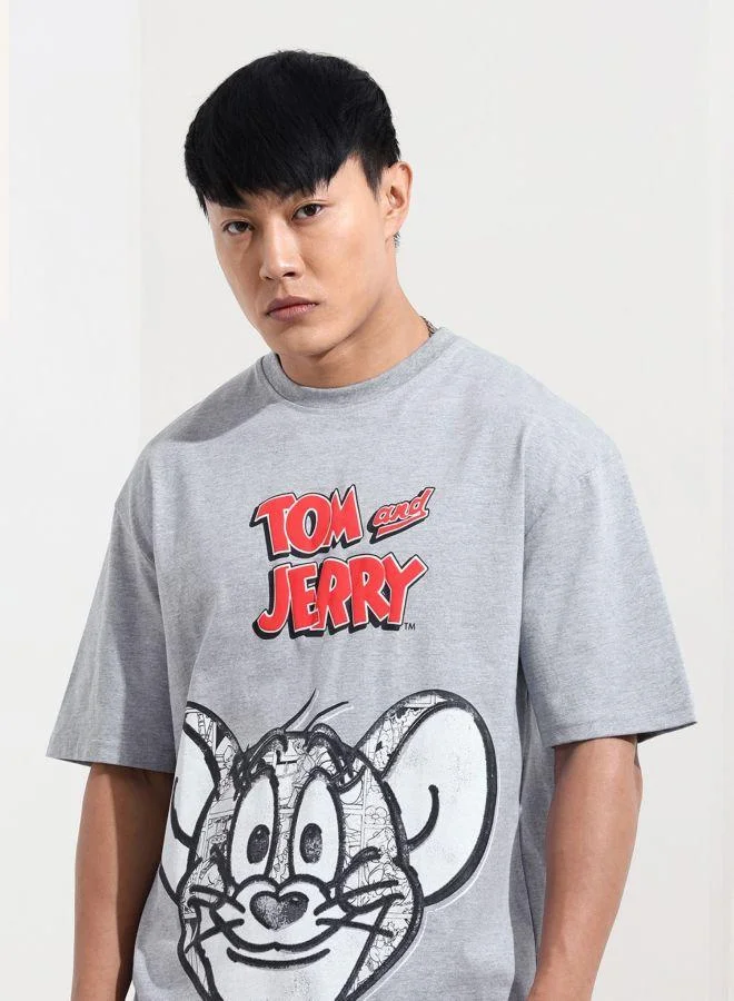 The Indian Garage Co  Men Boxy Fit Tom&Jerry Printed Crew Neck Half Sleeves T-Shirt for Men | Best Price UAE