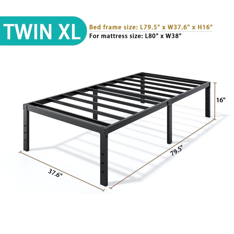 LUMUNANCE Metal Bed Frame Twin XL Size - 16 Inch Heavy-Duty Twin XL Platform Bed Frame No Box Spring Needed, Easy Assembly, Noise-Free, Sturdy Mattress Foundation, Underbed Storage Space - Image 3