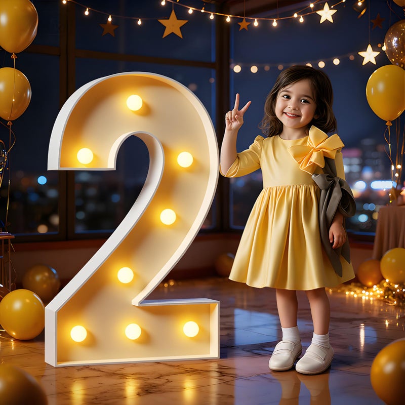 imprsv Marquee Numbers 3 Feet Tall Large Light Up Numbers 2nd 12th 21st Two Fast Birthday Decorations Big Yellow Light Outdoor Anniversary Decorations Balloon Arch Kit Party Backdrop 2 - Image 1