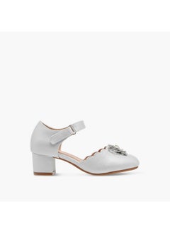 Flora Bella By Shoexpress Girls Embellished Block Heel Shoes with Hook and Loop Closure  - Image 3