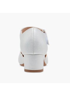 Flora Bella By Shoexpress Girls Embellished Block Heel Shoes with Hook and Loop Closure  - Image 5