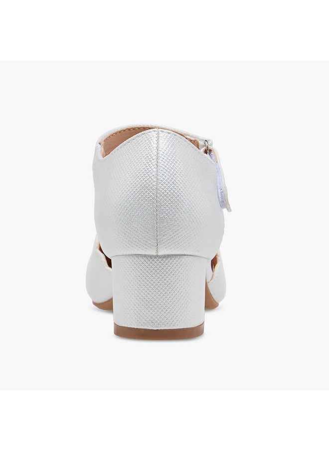 Flora Bella By Shoexpress Girls Embellished Block Heel Shoes with Hook and Loop Closure  - Image 5