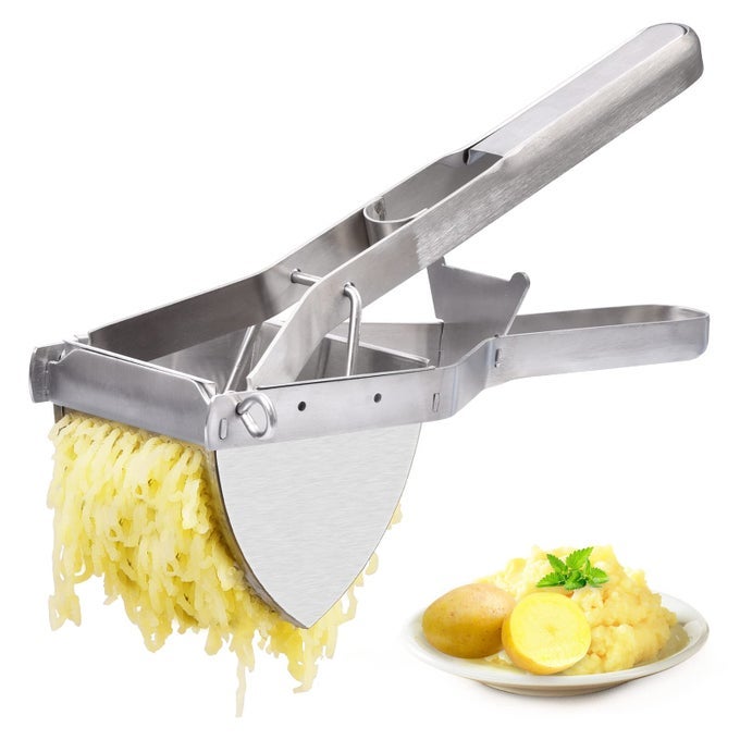 POTATO RICER STAINLESS STEEL PROFESSIONAL RICER FOR MASHED VEGETABLES AND KITCHEN TOOL MASH POTATO MASHER FOR CREAMY MASHED VEGETABLES