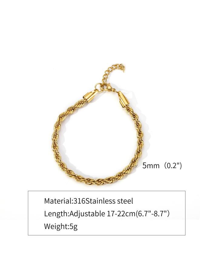 2/3/4/5mm Twist Chain Stainless Steel 8k Cuban Necklace Unisex Bracelet 