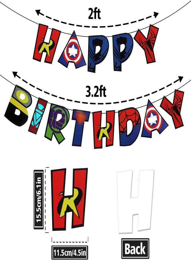 LINGTEER Superhero Decorations Set - Happy Birthday Bunting Banner Superhero Hanging Swirls Streamers Action Sign Perfect for Kids Birthday Party Decorations. - Image 3