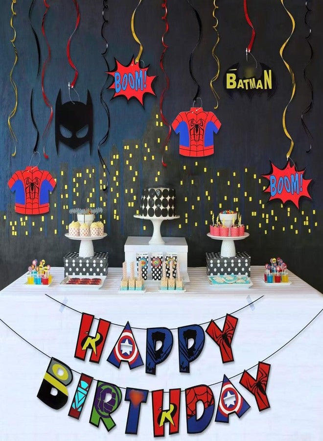LINGTEER Superhero Decorations Set - Happy Birthday Bunting Banner Superhero Hanging Swirls Streamers Action Sign Perfect for Kids Birthday Party Decorations. - Image 5