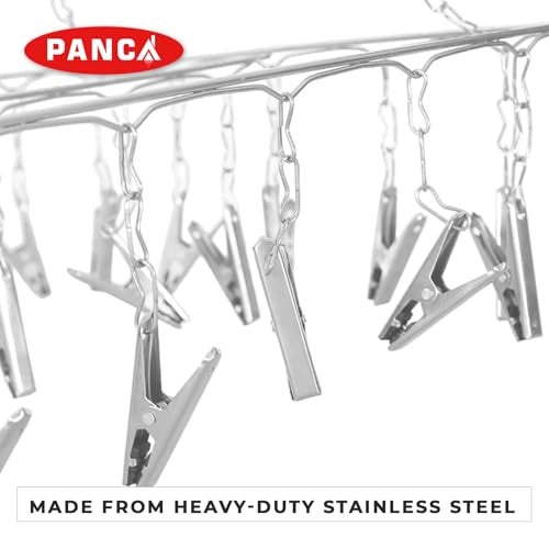 PANCA 25 Clips Stainless Steel Cloth Drying Hanger | Square Clothes Drying Stand with Hooks for Baby Clothes, Undergarments & Small Laundry Items | Space-Saving Hanging Dryer Rack for Home - Image 4