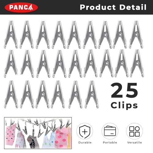 PANCA 25 Clips Stainless Steel Cloth Drying Hanger | Square Clothes Drying Stand with Hooks for Baby Clothes, Undergarments & Small Laundry Items | Space-Saving Hanging Dryer Rack for Home - Image 2