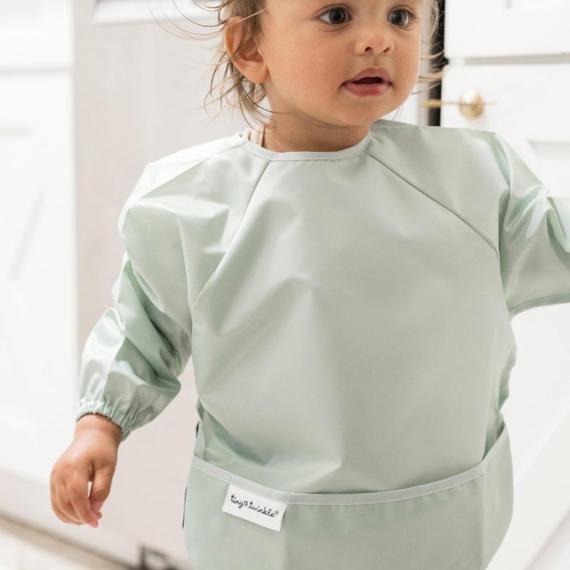 Tiny Twinkle Long Sleeve Bib for Babies & Toddlers | 2-Pack Waterproof Smock Bib for Eating | Machine Washable & Mess-Proof Feeding Essentials | Newborn Shower Gift (Sage Charcoal,2-4Y) - Image 5