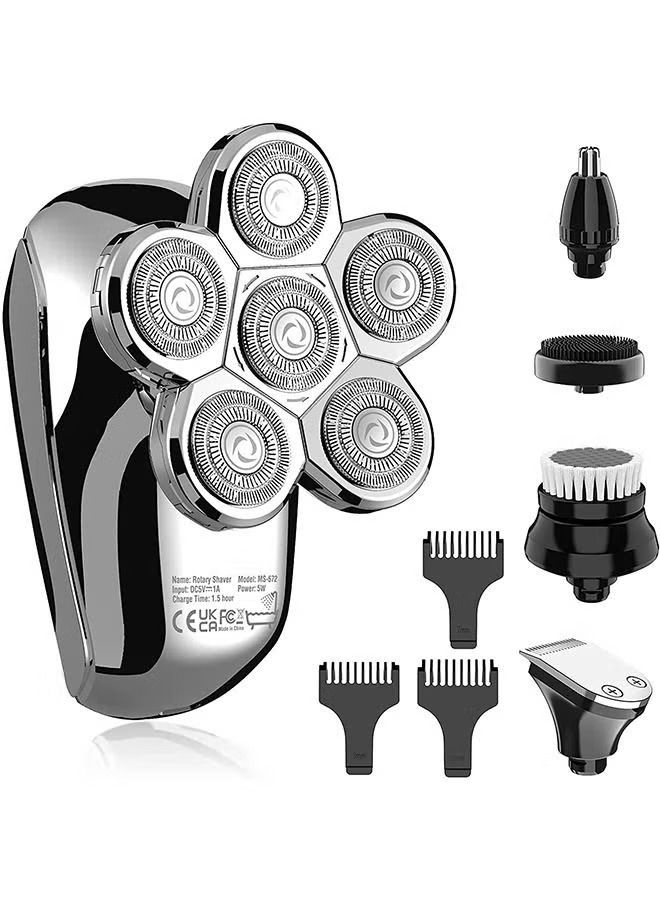 Five-in-one multi-function rechargeable electric shaver six-head digital display - Image 1