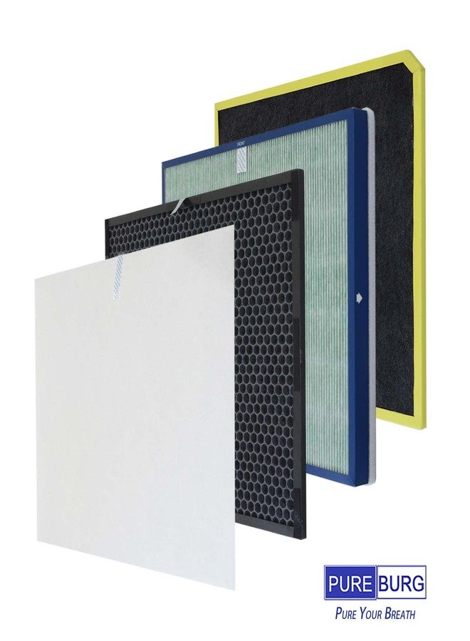 PUREBURG Replacement Filter Set Compatible with Rabbit Air MinusA3 Ultra Quiet Air Purifier Models A3 SPA-1000N (Odor Remover),H13 True HEPA 4-Stage Filtration Activated Carbon - Image 2