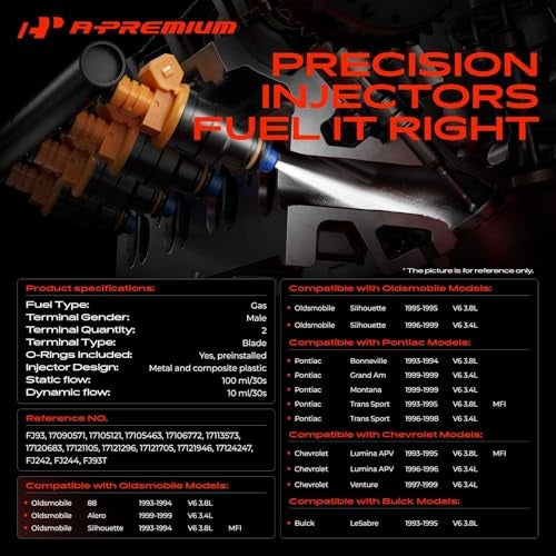 A-Premium APremium 3 Holes Fuel Injectors 6 Pcs Compatible with Buick LeSabre 19931995 Chevrolet Lumina APV Venture Oldsmobile 88 Alero Silhouette Pontiac Bonneville Grand Am Montana Trans Sport - Image 3