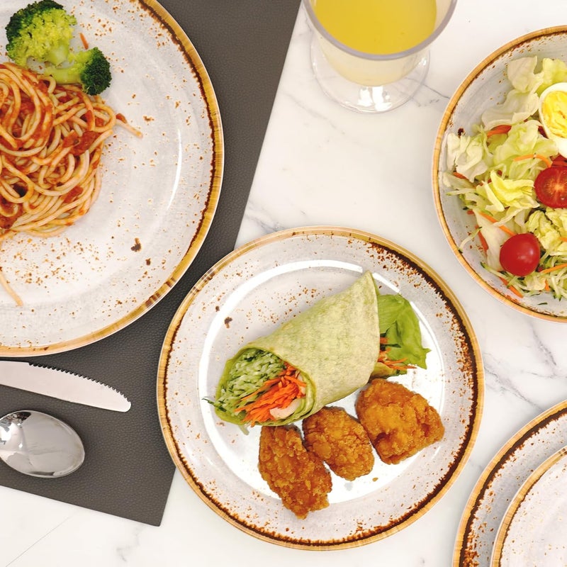 TP طقم أدوات المائدة 12 قطعة من TP - أطباق وأوعية من الميلامين مع أطباق غير قابلة للكسر وخفيفة الوزن لخدمة 4 أشخاص - Image 5