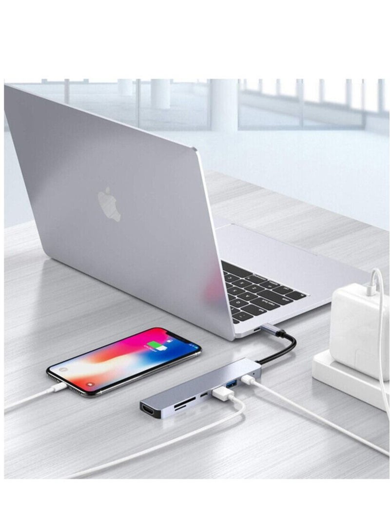 USB C Hub 7-in-1 Type C Adapter 3.0 Thunderbolt 4K HDMI PD SD TF Card Reader Mac - Image 4