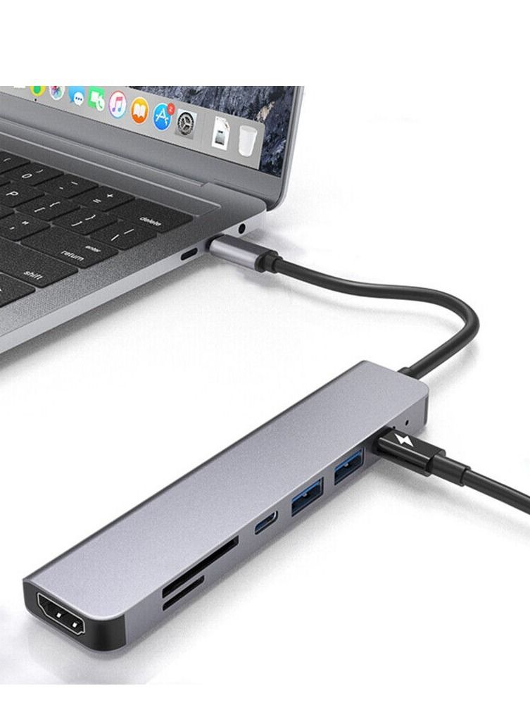 USB C Hub 7-in-1 Type C Adapter 3.0 Thunderbolt 4K HDMI PD SD TF Card Reader Mac - Image 3