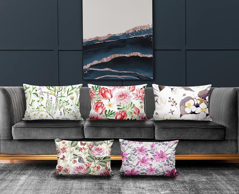 Ultimate Trends Polyester Digital Modern Printed Pillow Cover 12x18 Set of 5 Multi Color UTCS1047