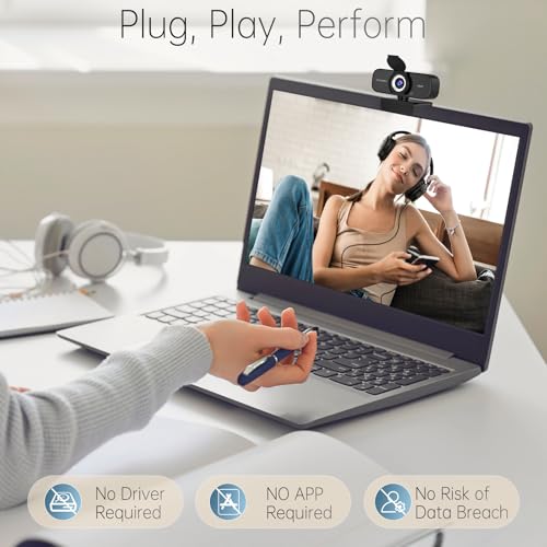 TRAUSI 1080P HD Webcam with Noise-Canceling Mic, Auto Light Correction, Privacy Cover and Wide Angle Lens, Plug & Play USB Camera for Laptop/Desktop/PC/Mac, Compatible with Zoom/Skype/Teams/Streaming Black - Image 4