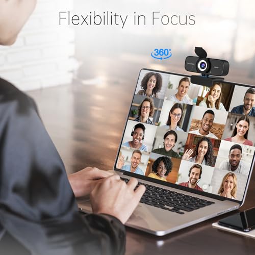 TRAUSI 1080P HD Webcam with Noise-Canceling Mic, Auto Light Correction, Privacy Cover and Wide Angle Lens, Plug & Play USB Camera for Laptop/Desktop/PC/Mac, Compatible with Zoom/Skype/Teams/Streaming Black - Image 5