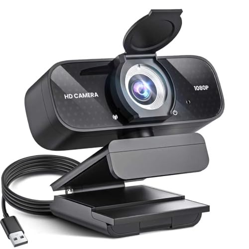 TRAUSI 1080P HD Webcam with Noise-Canceling Mic, Auto Light Correction, Privacy Cover and Wide Angle Lens, Plug & Play USB Camera for Laptop/Desktop/PC/Mac, Compatible with Zoom/Skype/Teams/Streaming Black - Image 1