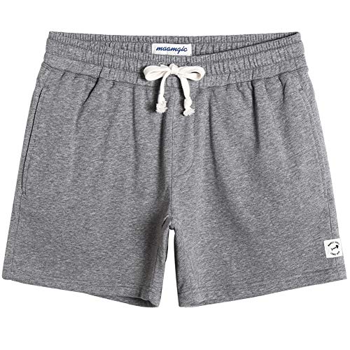 maamgic Mens Athletic Gym Shorts 5.5" Elastic Waist Casual Pajama Pocket Jogger Men Workout Short Pants Light Grey Shorts Small - Image 1