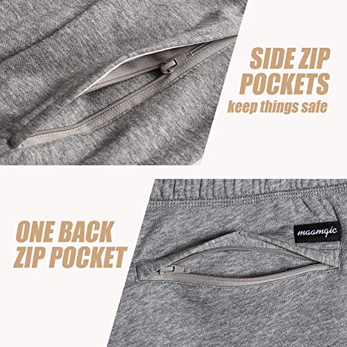 maamgic Mens Athletic Gym Shorts 5.5" Elastic Waist Casual Pajama Pocket Jogger Men Workout Short Pants Light Grey Shorts Small - Image 3