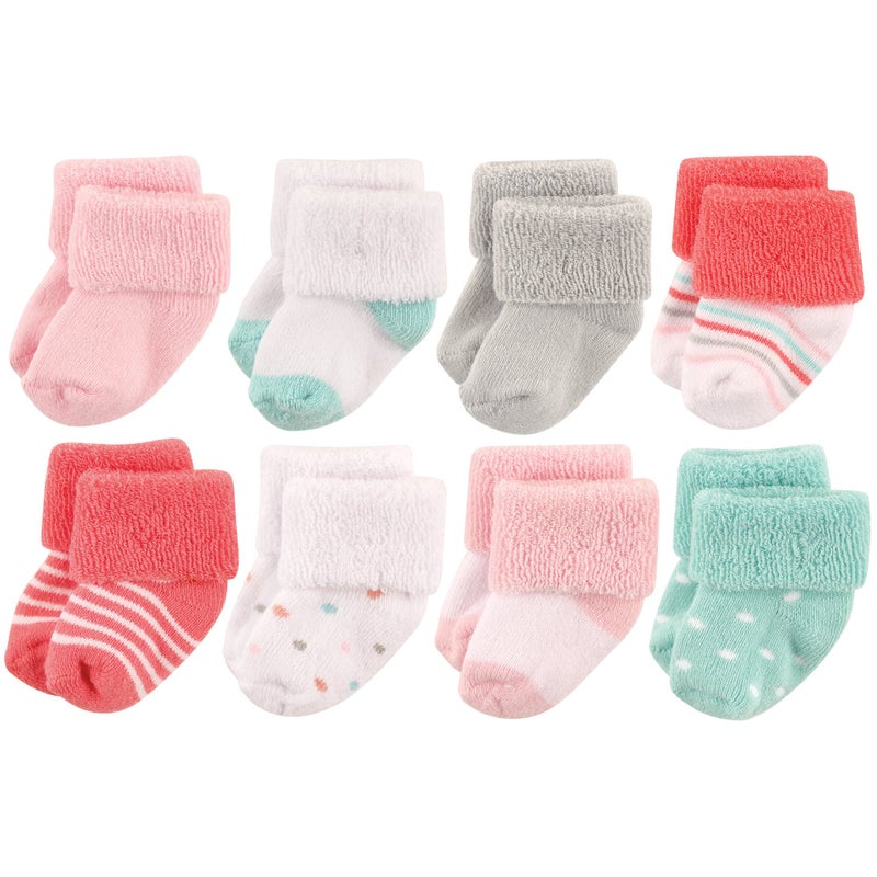 Luvable Friends Unisex Baby Newborn and Baby Terry Socks Coral Dot 06 Months