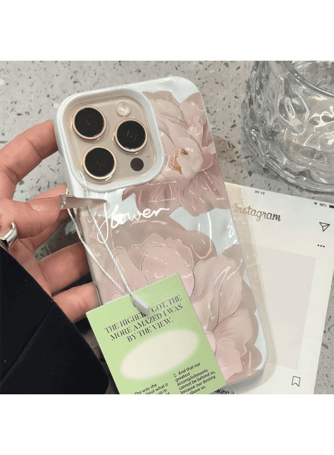 NIBEMINENT Powder Flower Pleats Protective TPU Case Cover For iPhone 15, White