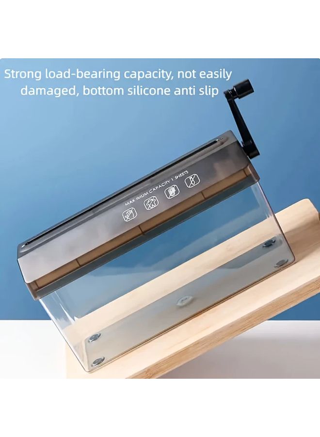 Manual Paper Shredder Portable Desk Organizer Secure Document Destruction Rose Red - Image 5