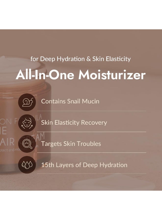 ميزون كريم MIZON "All in One" لإصلاح البشرة بخلاصة الحلزون - مرطب للوجه، غني بمستخلص مخاط الحلزون، يعالج التجاعيد والشوائب، تركيبة غير لزجة، منتج كوري للعناية بالبشرة (35 مل / 1.18 أونصة) - Image 4