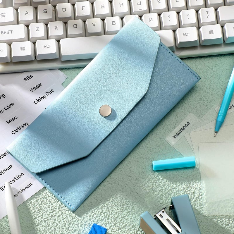 Frienda 11 Pieces Cash Envelope Wallet PU Leather Reusable Budget Envelope Cash Dividers for Wallets Bill Planner - Image 1