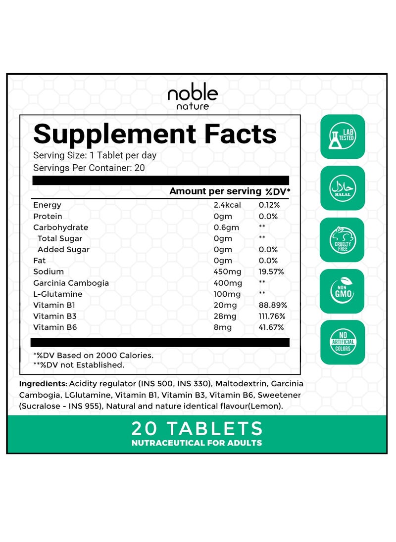 noble nature Keto Guru Effervescent Tablets for Weight Loss with Garcinia Cambogia & L-Glutamine Supplement | 20 Effervescent Tablets | Vitamin B1, B3 & B6 (3 Pack, 60 Tablets)  - Image 2