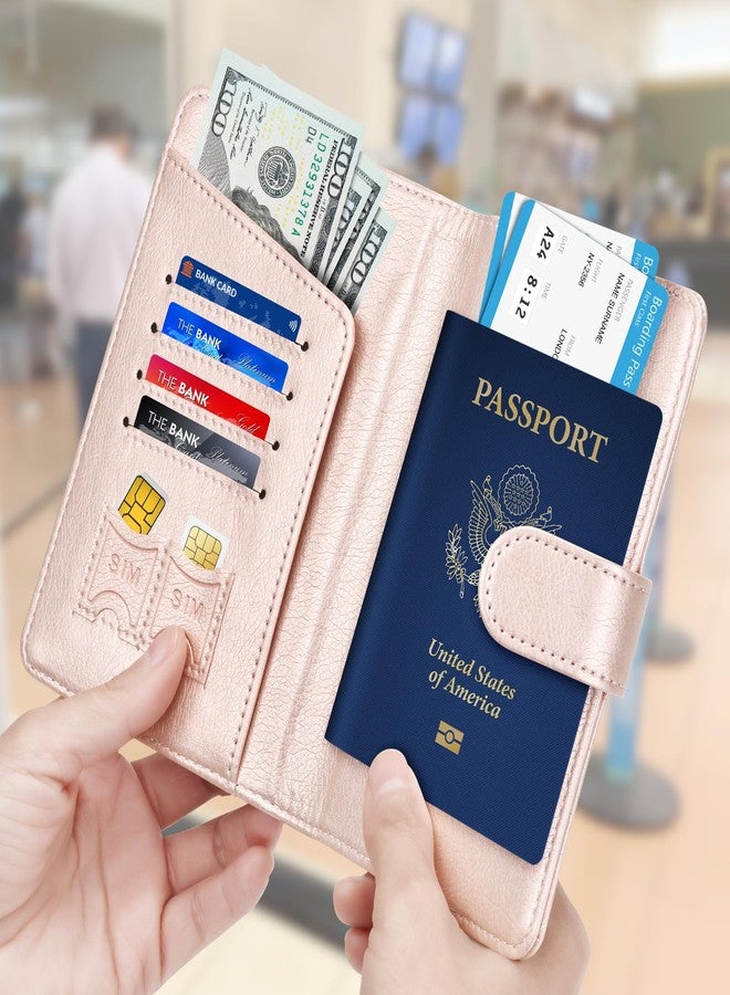 Herain Passport Holder & Case - Family Travel Combo With Passport & Vaccine Card Holder, D-magnetic clasp-rose gold, Magnetic Clasp - Image 2