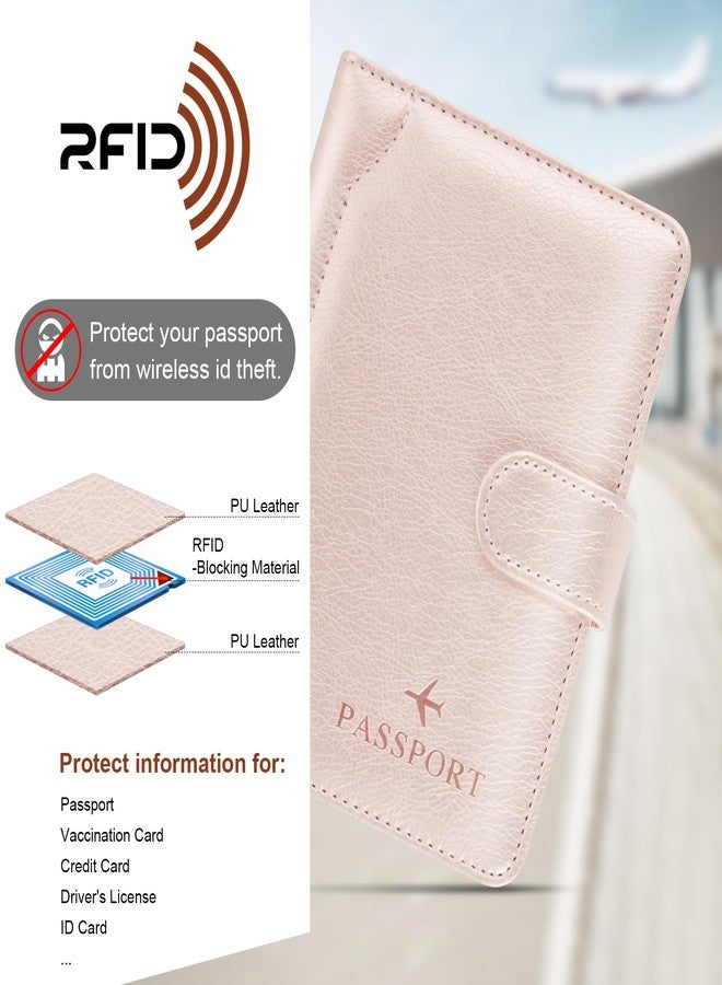 Herain Passport Holder & Case - Family Travel Combo With Passport & Vaccine Card Holder, D-magnetic clasp-rose gold, Magnetic Clasp - Image 5