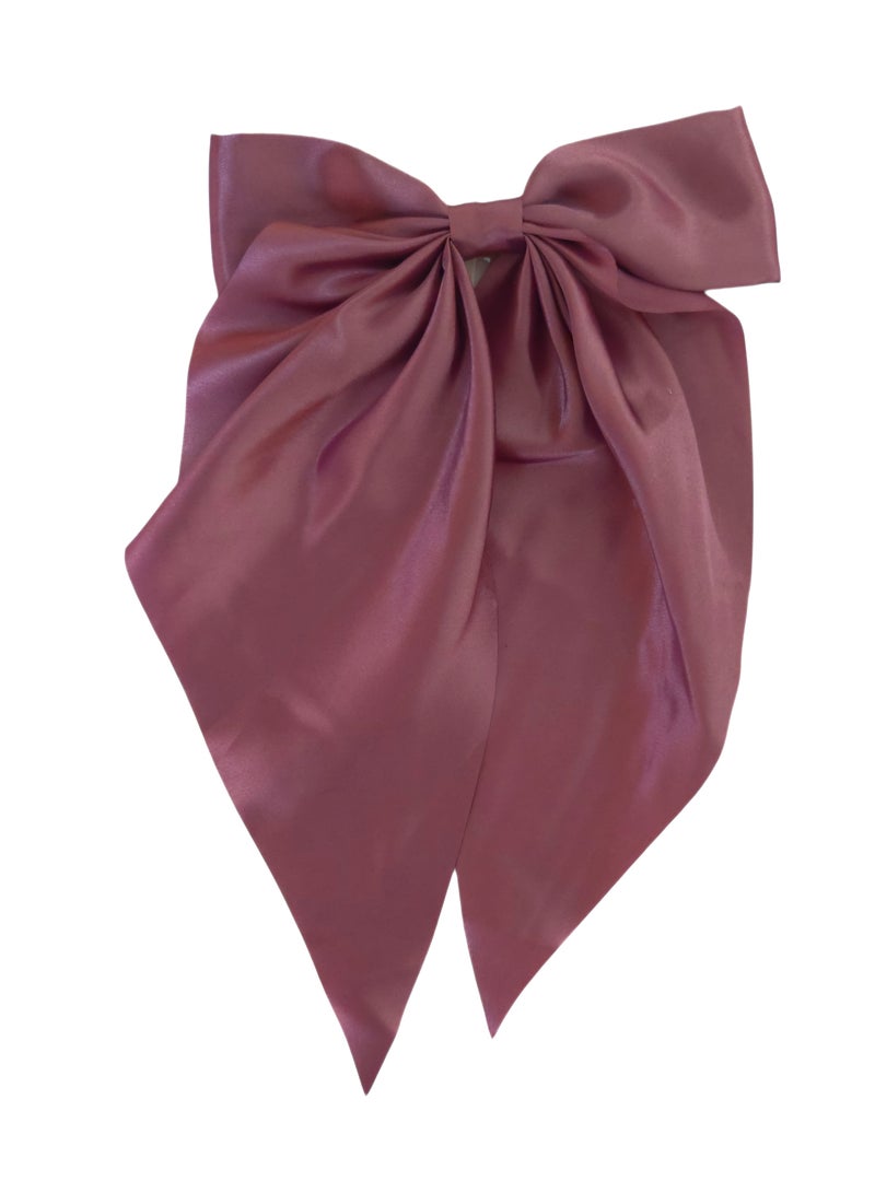 مشبك شعر فيونكة ستان طبقة واحدة باللون البنفسجي الغامق - Image 1