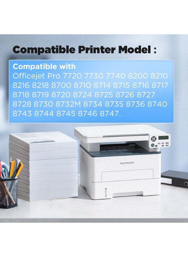 دي دبليو خراطيش حبر متوافقة مع DW 953XL لطابعات HP 953XL 953 مزودة بشريحة جديدة متوافقة مع طابعات HP OfficeJet Pro 8715 8710 8210 8218 8720 8725 8728 8730 8740 7730 7720 7740 (عبوة من 4 قطع) - Image 3