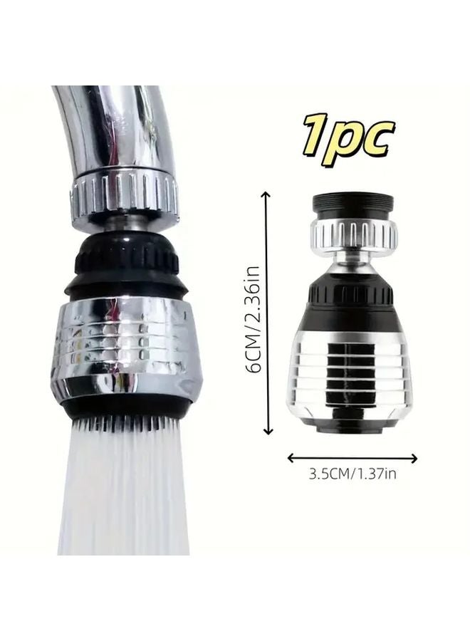 صنبور توفير المياه الأسود المضاد للرشاشات 360 درجة قابل للدوران مناسب عالميًا لمعظم صنابير المطبخ - Image 1