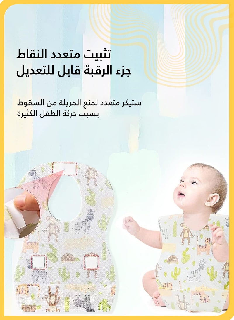 She&Little 50 Pieces Baby Disposable Bibs, Individually Wrapped, Leak-Proof Soft Feeding Bibs with Food Collection Pocket, 3-Layer Absorbent Surface, for 6 to 18 Months Toddler Travel Dining Daycare - Image 4