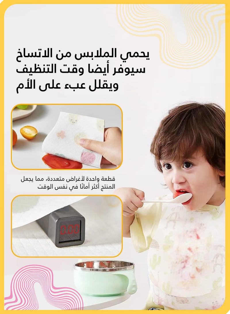 She&Little 50 Pieces Baby Disposable Bibs, Individually Wrapped, Leak-Proof Soft Feeding Bibs with Food Collection Pocket, 3-Layer Absorbent Surface, for 6 to 18 Months Toddler Travel Dining Daycare - Image 3