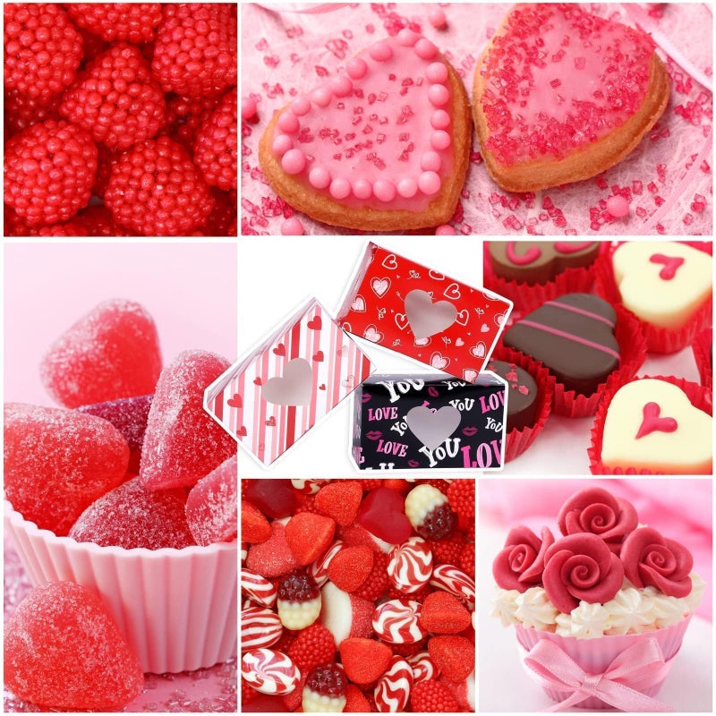 MIMIND 24 Pack Valentines Day Treat Boxes Valentine Cupcake Bakery Boxes Heart Cookie Candy Container Goody Box with Heart Window Tags for Holiday Pastries, Anniversary Party Gifts - Image 4