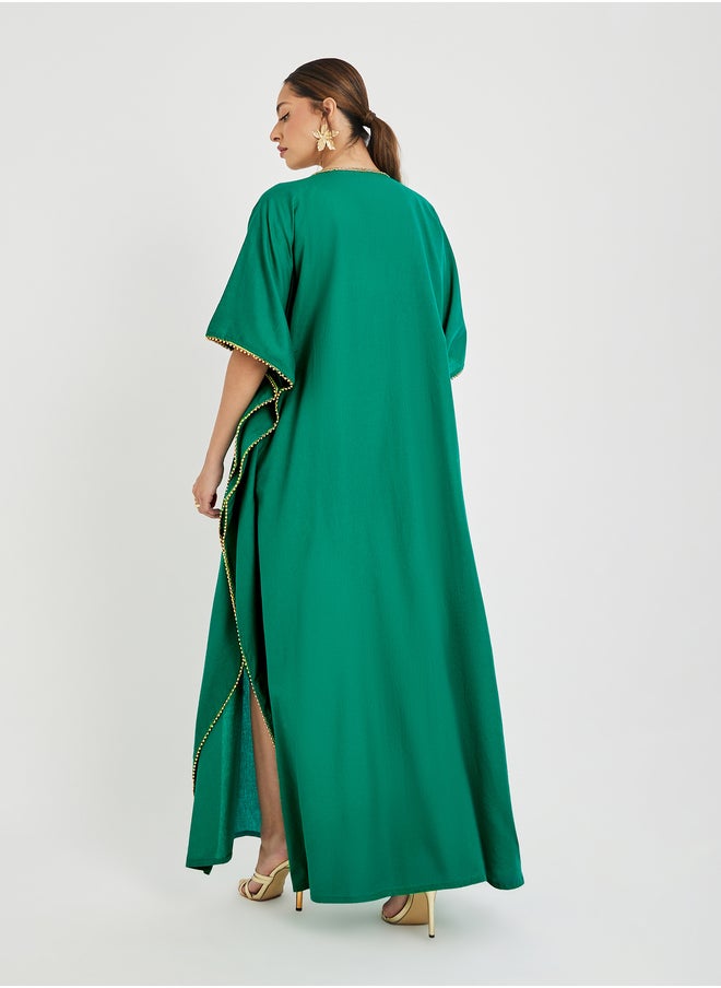 Maxim Creation Maxim Creation Embroidered Short Sleeve V Neck Jalabiya  - Image 5